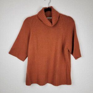 Lord & Taylor Two Ply Cashmere Short Sleeve Turtleneck Sweater XL